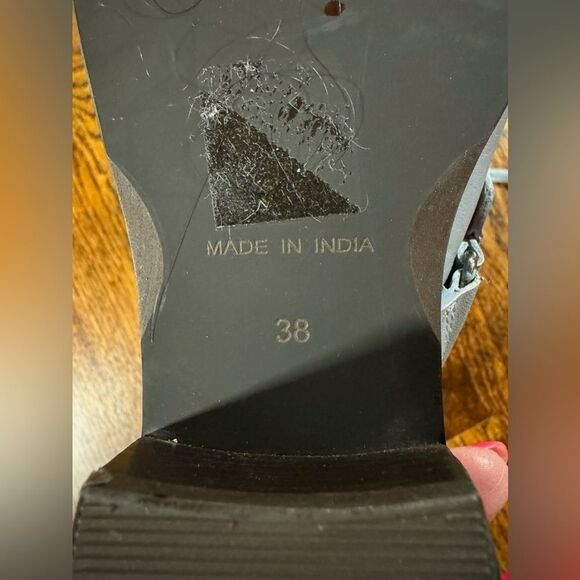 Free People Rory Blue Leather Studded Lace-Up Ankle Boot Bootie Size EU 38 - Picture 7 of 7